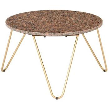 Konferenční stolek hnědý 65x65x42 cm pravý kámen mramorový vzor (286448)
