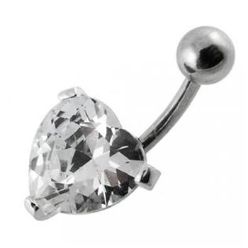 Šperky4U Stříbrný piercing do pupíku - srdíčko - BP01012-C