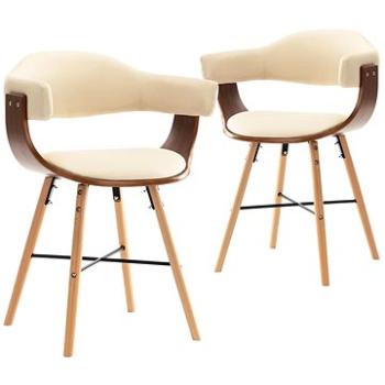 Jídelní židle 2 ks krémové umělá kůže a ohýbané dřevo (283139)