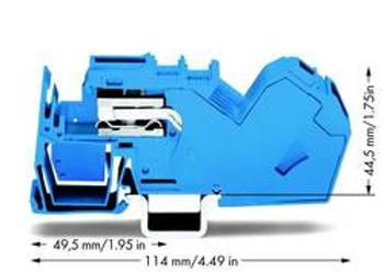 Oddělovací svorka WAGO 785-613, osazení: N, pružinová svorka, 16 mm, modrá, 15 ks