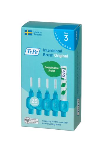 TePe Original mezizubní kartáčky z bioplastu 0,6 mm, modré, 25 ks