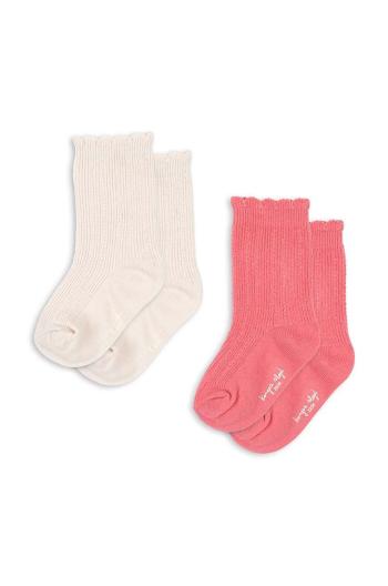 Dětské ponožky Konges Sløjd 2 PACK POINTELLE SOCKS 2-pack růžová barva, KS101352