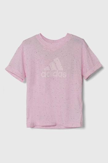 Dětské tričko adidas růžová barva