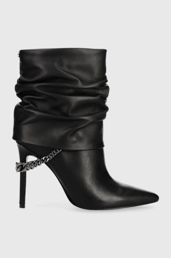 Kožené kotníkové boty Guess Sabrea dámské, černá barva, na podpatku