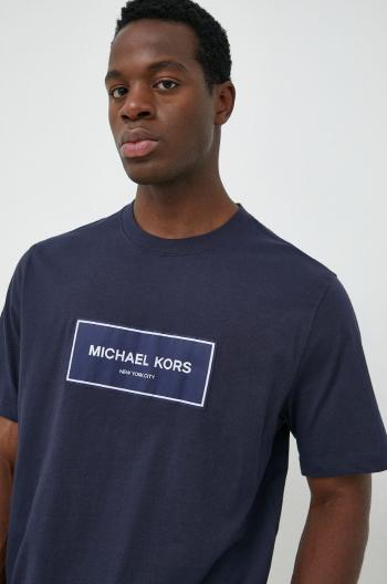 Bavlněné tričko Michael Kors tmavomodrá barva, s aplikací