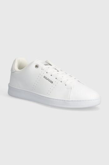 Kožené sneakers boty Tommy Hilfiger COURT CUPSOLE RWB LTH bílá barva, FM0FM04966