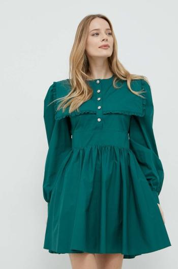 Bavlněné šaty Custommade zelená barva, mini