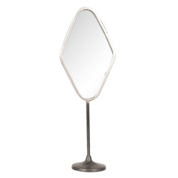 Stříbrné antik kovové stolní kosmetické zrcadlo - 14*9*43 cm 62S169