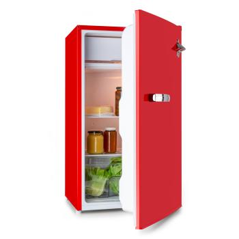 Klarstein Beercracker 91L, lednice, energetická třída A+, mrazicí prostor, otvírák na lahve, červená barva