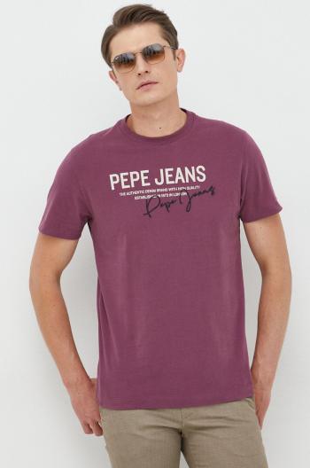 Bavlněné tričko Pepe Jeans Scout fialová barva, s potiskem