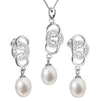 Evolution Group Souprava stříbrných šperků s pravými perlami Pavona 29036.1 (náušnice, řetízek, přívěsek)