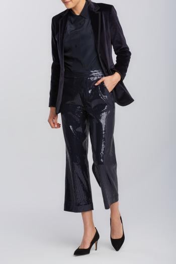 KALHOTY GANT D2. CROPPED SEQUIN PANT modrá 40