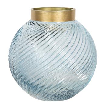 Modrá skleněná váza se zlatým hrdlem Goldina – Ø 19*19 cm 6GL2931BL