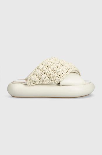 Pantofle JW Anderson Crochet Twister dámské, béžová barva, na platformě, ANW42027A