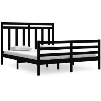 Rám postele černý masivní dřevo 160 × 200 cm, 3105329 (3105329)