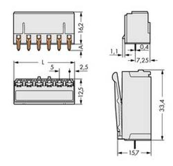 Zásuvkový konektor do DPS WAGO 2092-1305, 25.00 mm, pólů 5, rozteč 5 mm, 100 ks