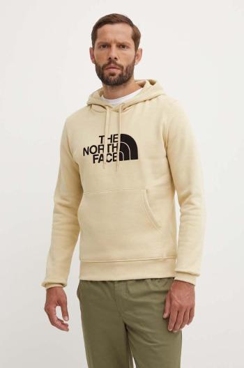 Bavlněná mikina The North Face M Drew Peak Pullover Hoodie pánská, béžová barva, s kapucí, s aplikací, NF00AHJY3X41