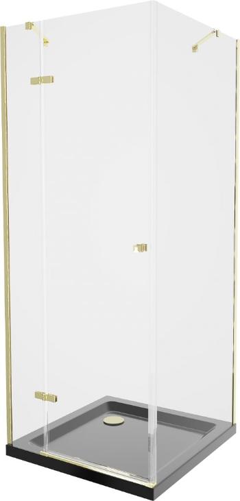 MEXEN/S Roma sprchový kout 90x90 cm, transparent, zlatá + černá vanička se sifonem 854-090-090-50-00-4070G