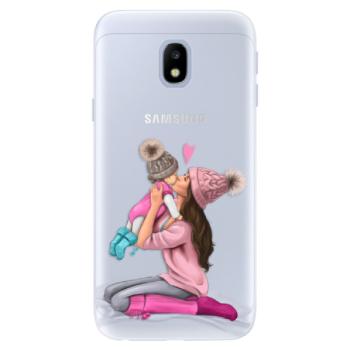 Silikonové pouzdro iSaprio - Kissing Mom - Brunette and Girl - Samsung Galaxy J3 2017