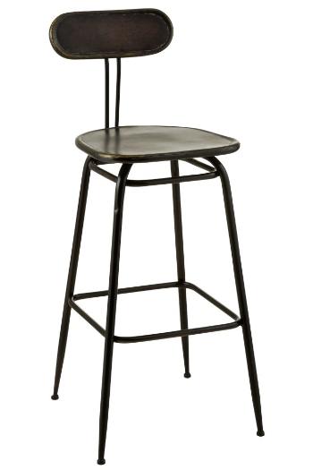 Černá kovová barová stolička s opěrkou Industrial - 45*46* 104cm 1033