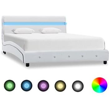 Rám postele s LED světlem bílý umělá kůže 140x200 cm (280329)