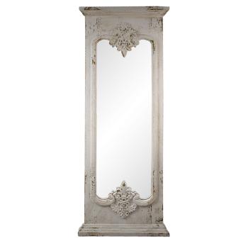 Obdélníkové zrcadlo v bílém zdobeném dřevěném rámu s patinou - 55*5*149 cm 52S243