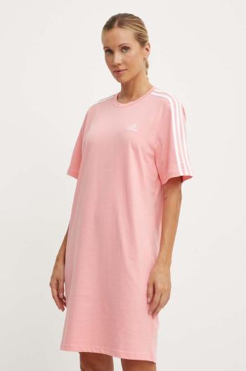 Bavlněné šaty adidas Essentials růžová barva, mini, IY4242