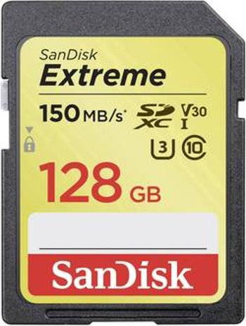 Paměťová karta SDXC, 128 GB, SanDisk Extreme® SDSDXV5-128G-GNCIN, Class 10, UHS-I, UHS-Class 3, v30 Video Speed Class, podpora videa 4K