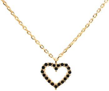 PDPAOLA Něžný pozlacený náhrdelník se srdíčkem Black Heart Gold CO01-221-U (řetízek, přívěsek)