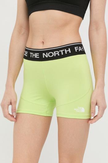 Sportovní šortky The North Face dámské, zelená barva, s potiskem, medium waist