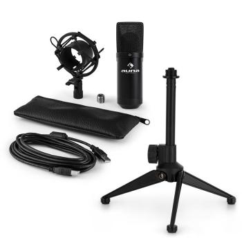 Auna MIC-900B V1, USB mikrofonní sada, černý kondenzátorový mikrofon + stolní stativ