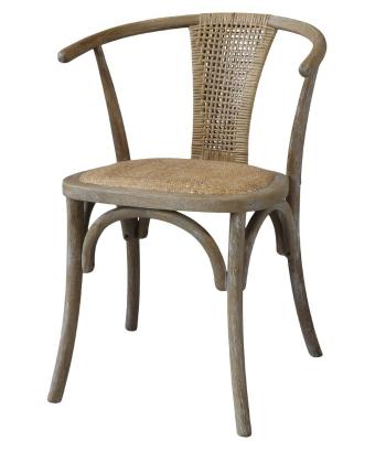 Přírodní dřevěná židle s výpletem a opěrkami Old French chair - 50*45*79 cm  41055100 (41551-00)