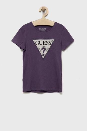 Dětské tričko Guess fialová barva