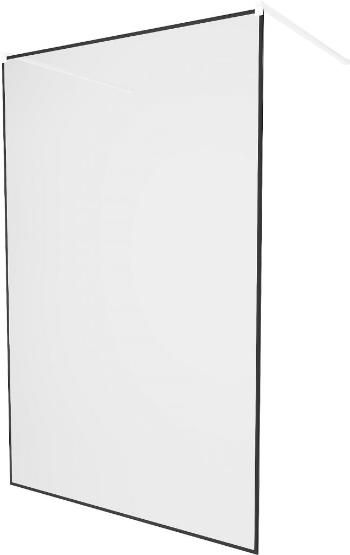 MEXEN/S KIOTO samostatně stojící sprchová zástěna 110 x 200 cm, transparent/černý vzor 8 mm, bílá 800-110-002-20-70