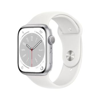 APPLE Watch Series 8 GPS 45mm Silver Aluminium Case with White Sport Band - Regular