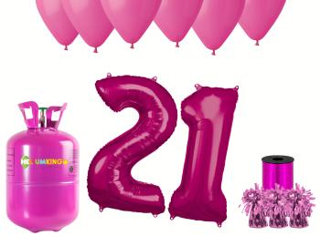 HeliumKing Helium párty set na 21. narozeniny s růžovými balónky