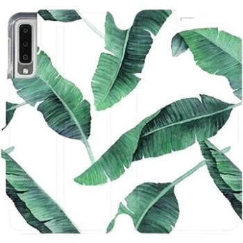 Flipové pouzdro na mobil Samsung Galaxy A7 2018 - MG06P Zelené listy na bílém pozadí (5903226492671)