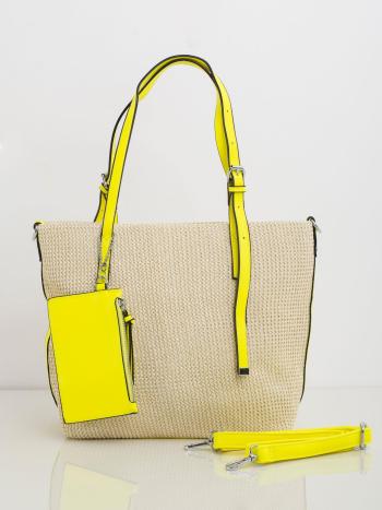 BÉŽOVÁ SHOPPER KABELKA SE ŽLUTÝM LEMOVÁNÍM OW-TR-MC786-YELLOW Velikost: ONE SIZE