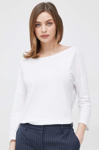Bavlněné tričko s dlouhým rukávem Sisley bílá barva