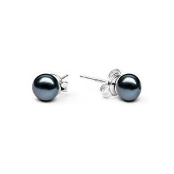 NUBIS® Stříbrné perlové náušnice - černé přírodní perly - NBP001-6K