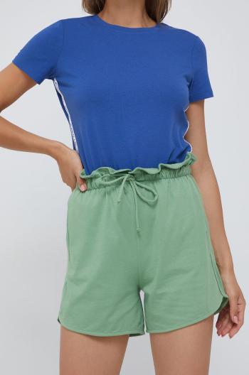 Bavlněné šortky United Colors of Benetton dámské, zelená barva, hladké, high waist
