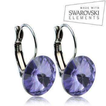 Ocelové náušnice RIVOLI 12 mm SWAROVSKI Elements Tanzanite ASW08