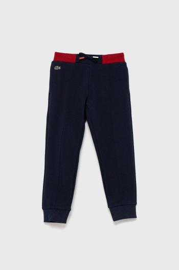 Dětské bavlněné kalhoty Lacoste tmavomodrá barva, hladké