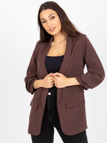 TMAVĚ HNĚDÉ DÁMSKÉ SAKO TW-ZT-BI-22520.14-DARK BROWN Velikost: XL