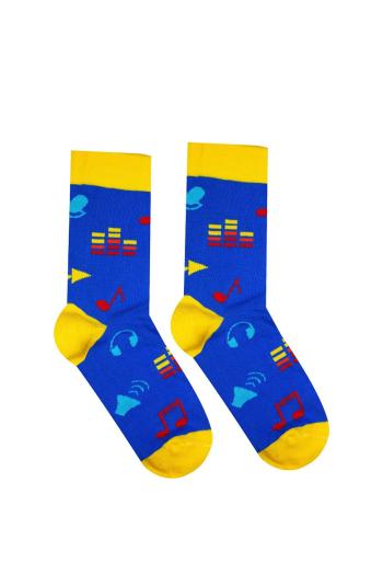 Modro-žluté ponožky Music