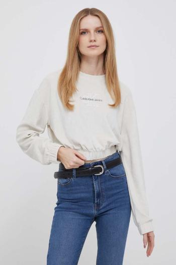 Mikina Calvin Klein Jeans dámská, béžová barva, hladká