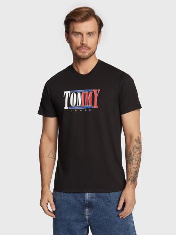 Tommy jeans pánské černé tričko - XXL (BDS)