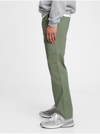 Zelené pánské kalhoty modern khakis in straight fit with GapFlex