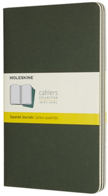 Moleskine - sešity 3 ks čtverečkované zelené L