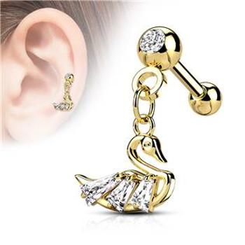 Šperky4U Cartilage piercing do ucha - labuť - CP1084-GD